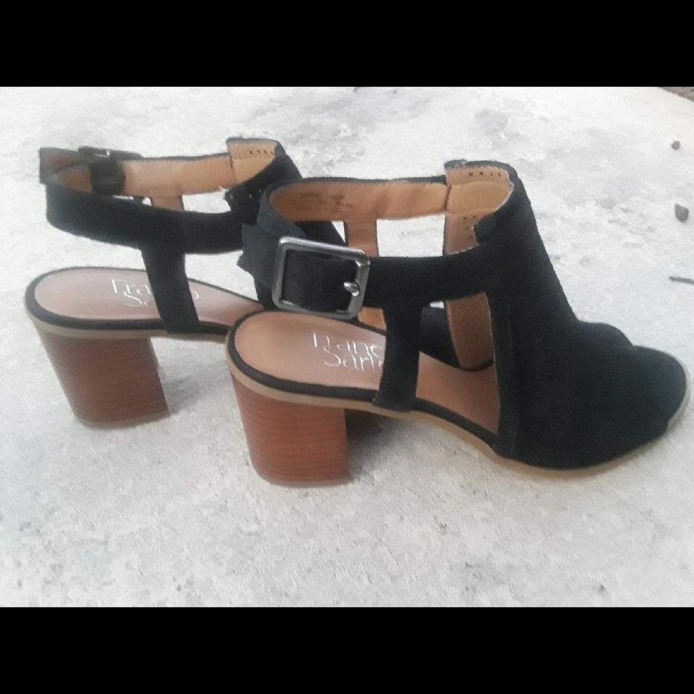 Black Suede/Leather Franco Sarto Heels - Size 6.5